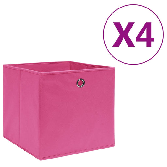 Úložné boxy 4 ks netkaná textilie 28 x 28 x 28 cm růžové