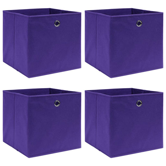 Úložné boxy 4 ks netkaná textilie 28 x 28 x 28 cm fialové