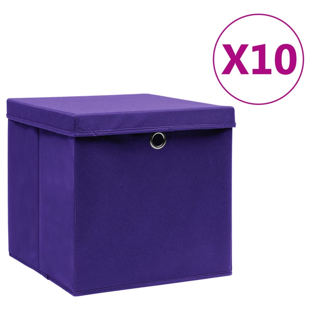 Úložné Boxy 10 Ks Netkaná Textilie 28 X 28 X 28 Cm Žluté