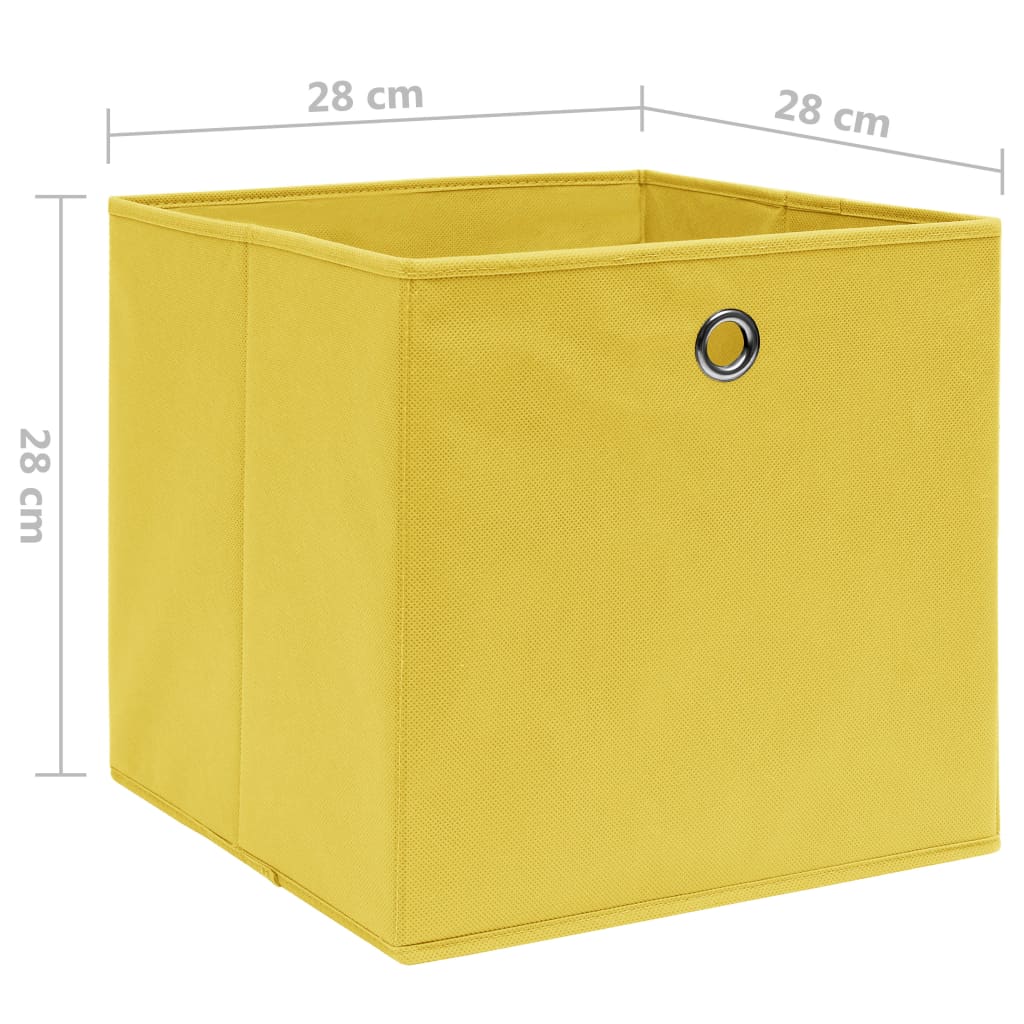 Úložné Boxy 10 Ks Netkaná Textilie 28 X 28 X 28 Cm Žluté