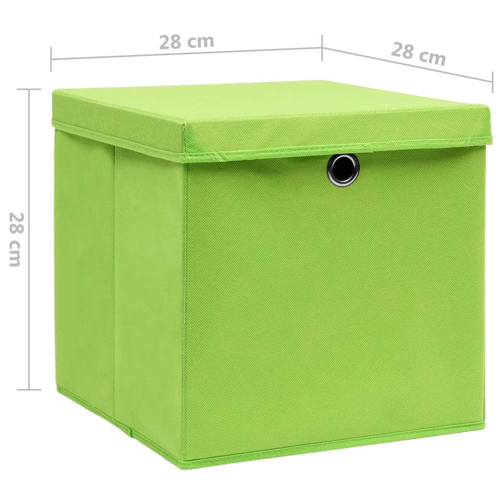 Úložné boxy s víky 4 ks 28 x 28 x 28 cm zelené