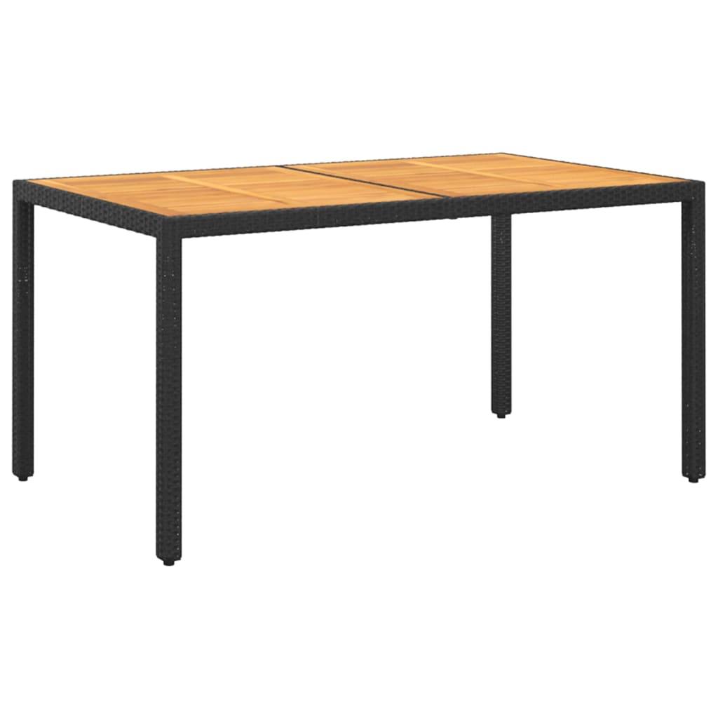 Zahradní Stůl 150 X 90 X 75 Cm Akáciové Dřevo A Polyratan Černý