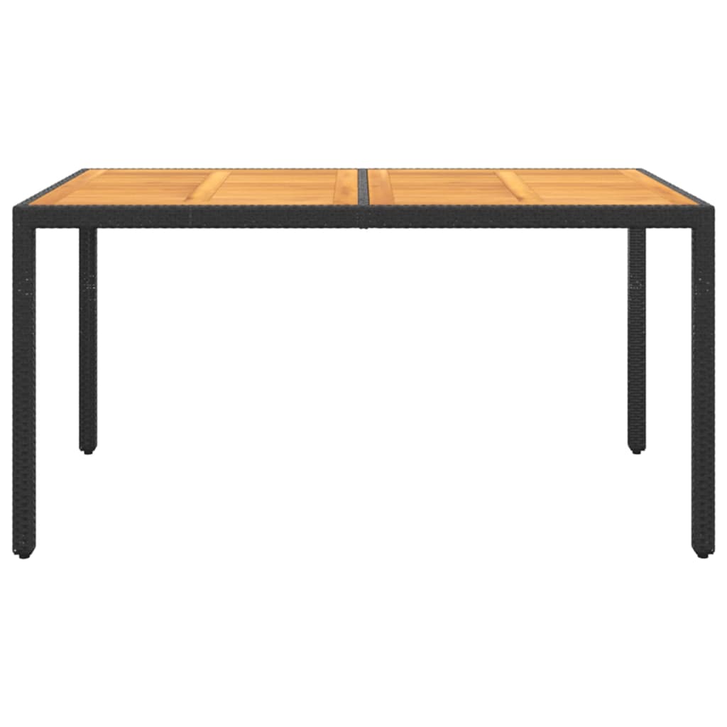 Zahradní Stůl 150 X 90 X 75 Cm Akáciové Dřevo A Polyratan Černý