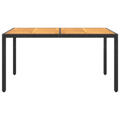 Zahradní Stůl 150 X 90 X 75 Cm Akáciové Dřevo A Polyratan Černý