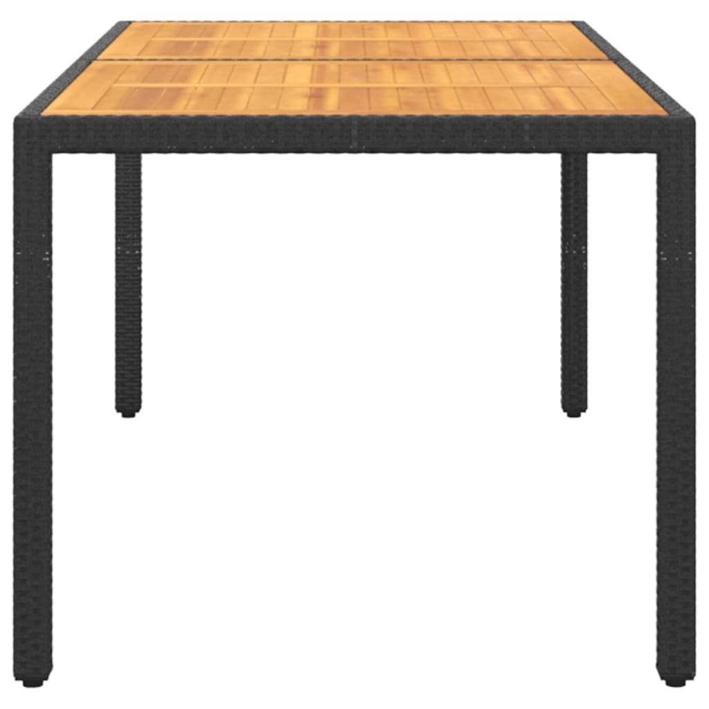 Zahradní Stůl 150 X 90 X 75 Cm Akáciové Dřevo A Polyratan Černý