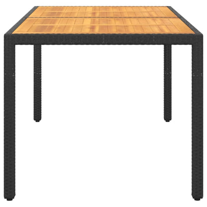 Zahradní Stůl 150 X 90 X 75 Cm Akáciové Dřevo A Polyratan Černý