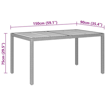 Zahradní Stůl 150 X 90 X 75 Cm Akáciové Dřevo A Polyratan Černý