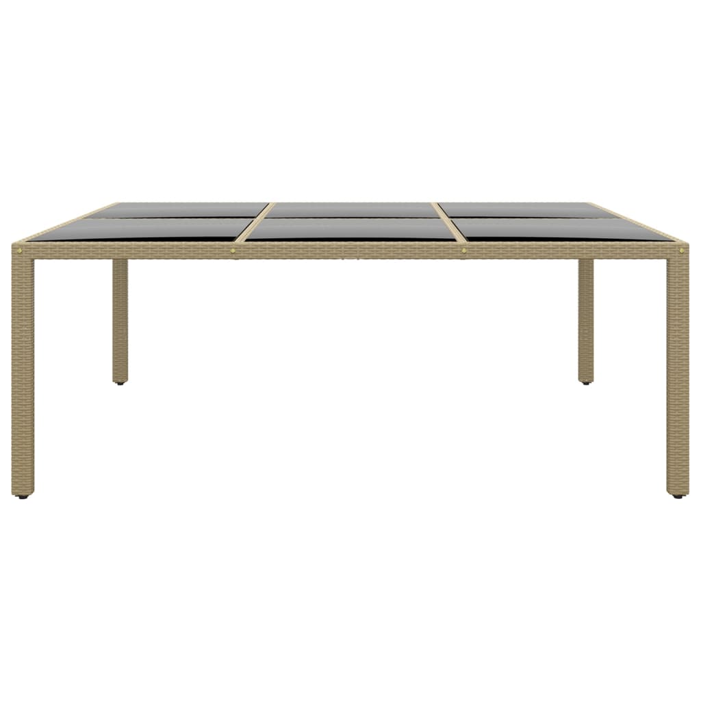 Zahradní Stůl 200 X 150 X 75 Cm Tvrzené Sklo A Polyratan Béžový
