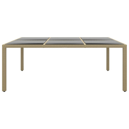 Zahradní Stůl 200 X 150 X 75 Cm Tvrzené Sklo A Polyratan Béžový