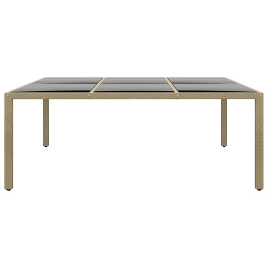 Zahradní Stůl 200 X 150 X 75 Cm Tvrzené Sklo A Polyratan Béžový