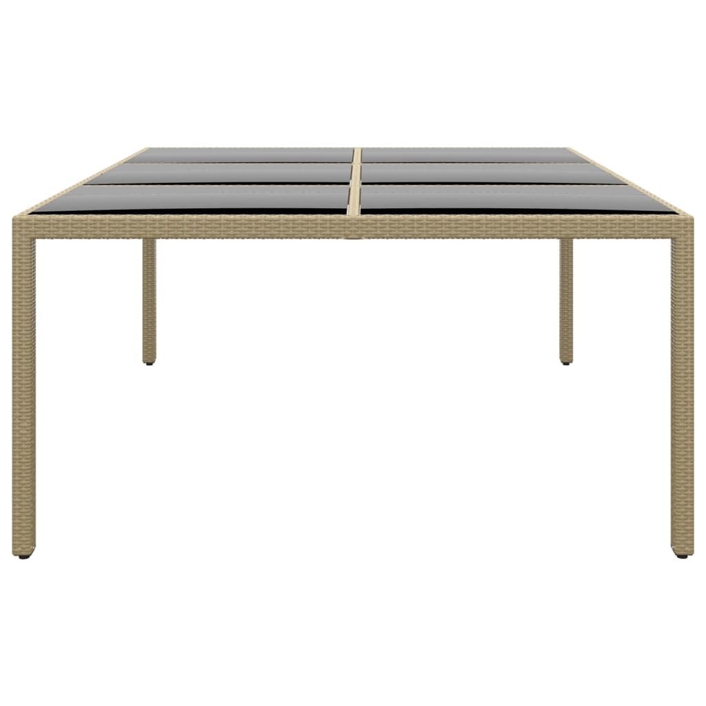 Zahradní Stůl 200 X 150 X 75 Cm Tvrzené Sklo A Polyratan Béžový