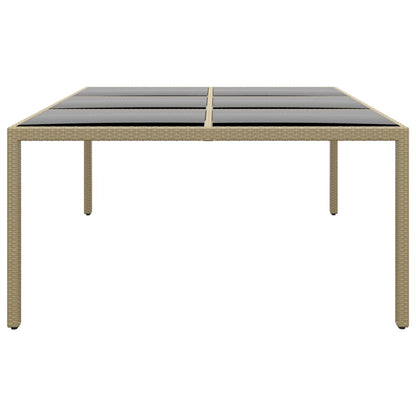 Zahradní Stůl 200 X 150 X 75 Cm Tvrzené Sklo A Polyratan Béžový
