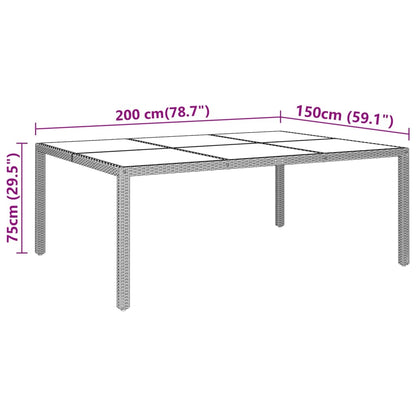 Zahradní Stůl 200 X 150 X 75 Cm Tvrzené Sklo A Polyratan Béžový
