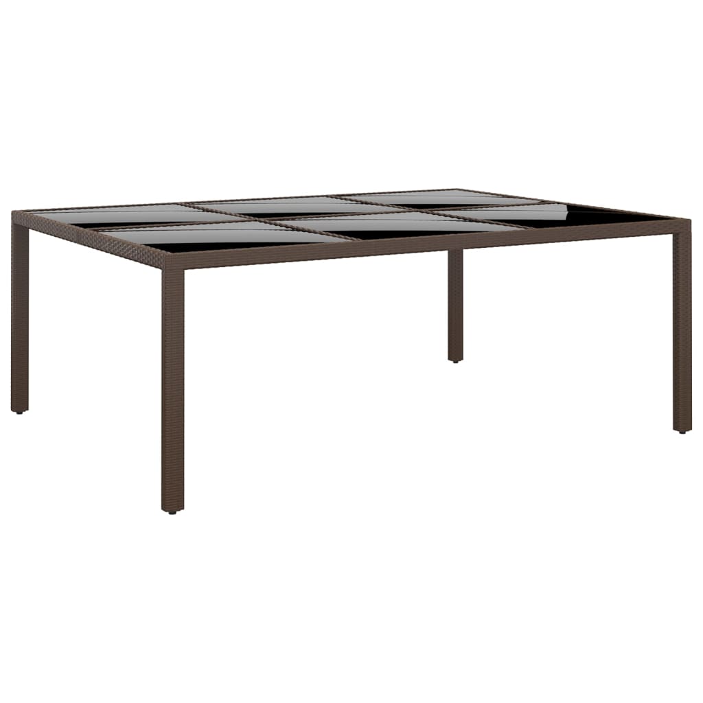 Zahradní Stůl 200 X 150 X 75 Cm Tvrzené Sklo A Polyratan Béžový