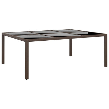 Zahradní Stůl 200 X 150 X 75 Cm Tvrzené Sklo A Polyratan Béžový