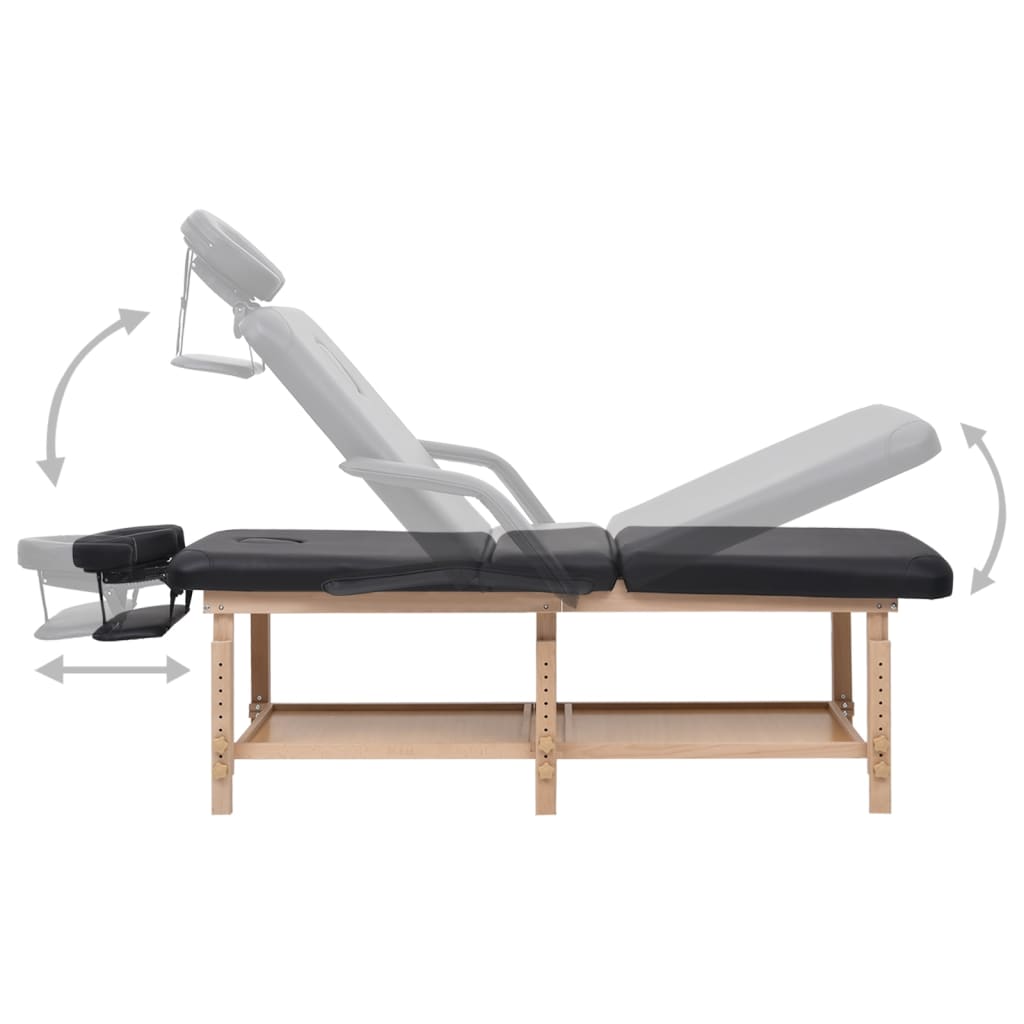 Masážní Stůl Se 3 Zónami Černý Umělá Kůže