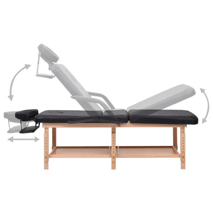 Masážní Stůl Se 3 Zónami Černý Umělá Kůže
