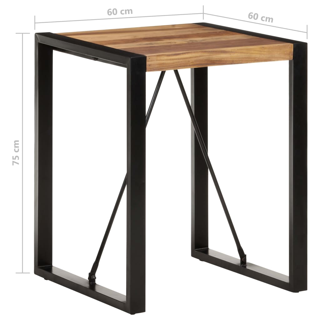 Jídelní stůl 60 x 60 x 75 cm masivní akácie sheeshamový povrch