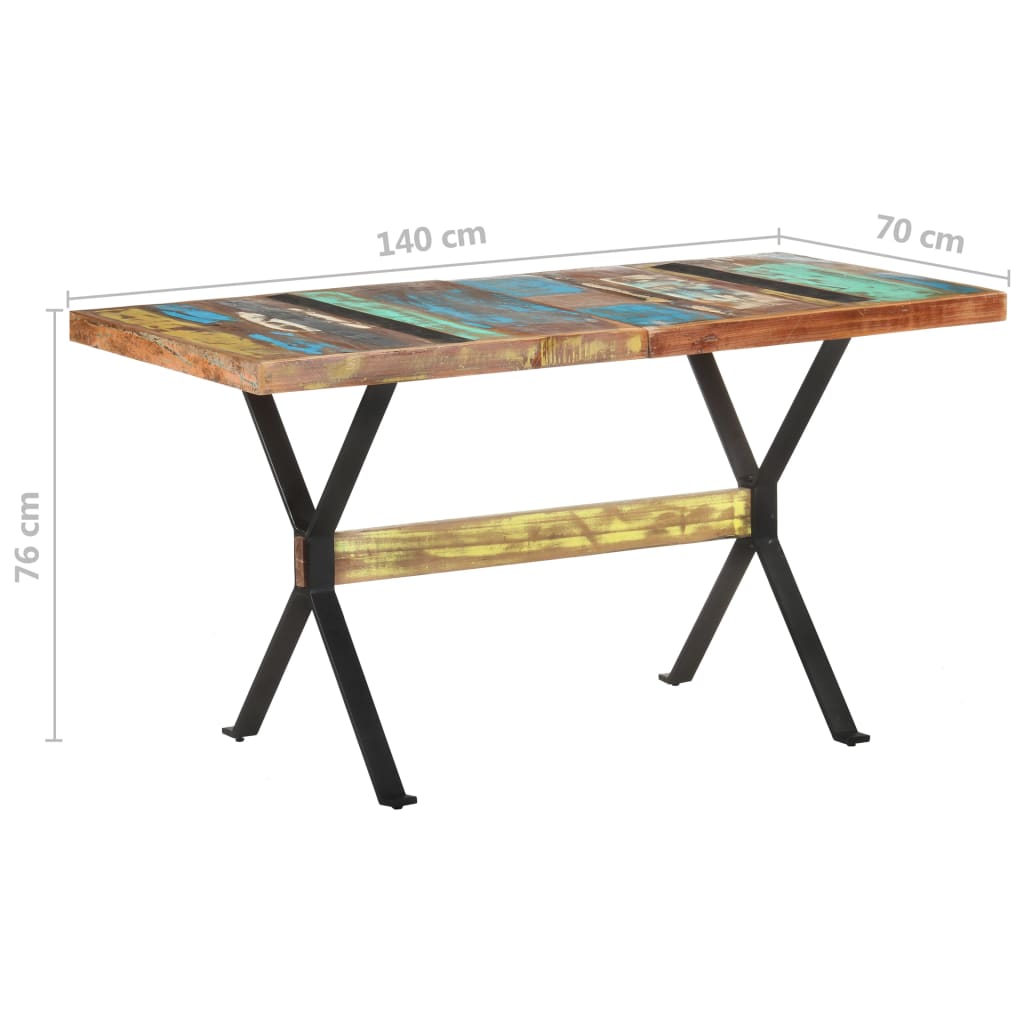 Jídelní Stůl 140 X 70 X 76 Cm Masivní Recyklované Dřevo