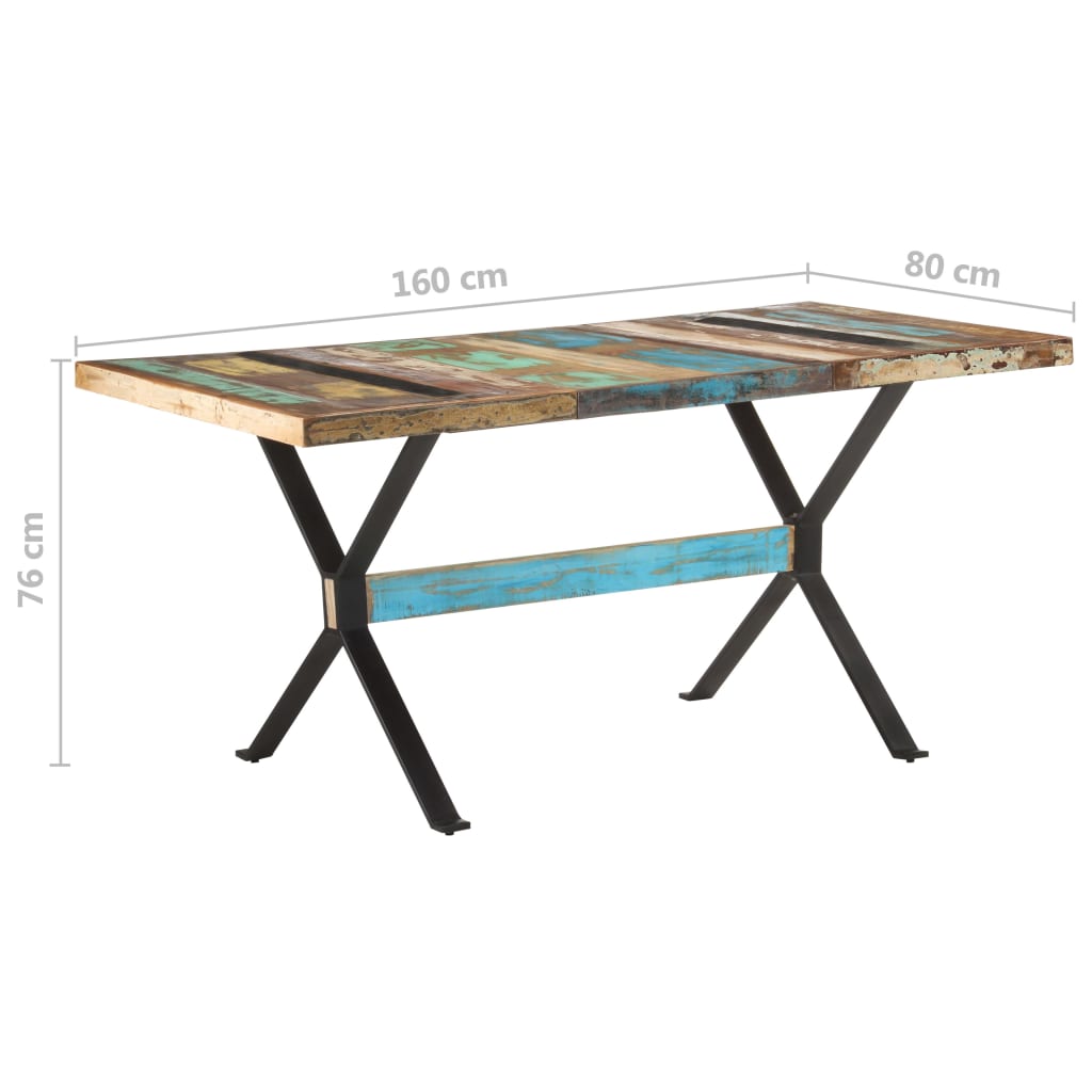 Jídelní Stůl 160 X 80 X 76 Cm Masivní Recyklované Dřevo