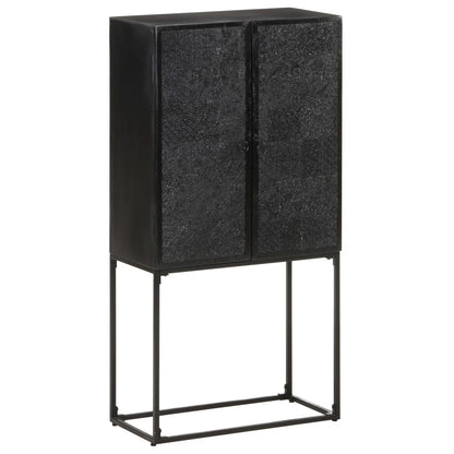 Příborník Černý 60 X 30 X 120 Cm Masivní Akácie A Mangovník Antracitová A Bílá