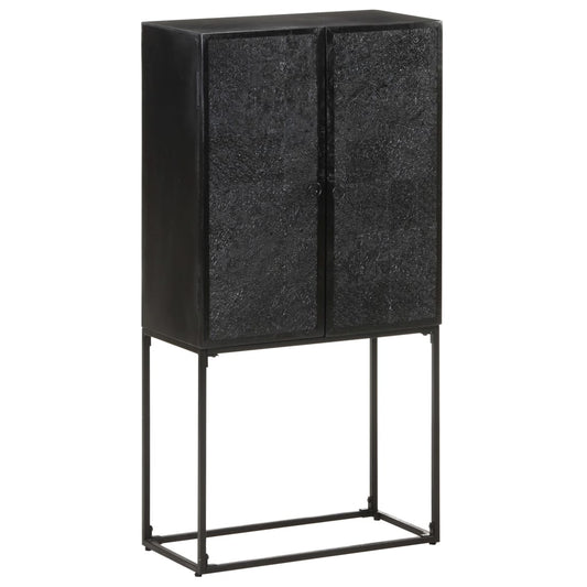 Příborník Černý 60 X 30 X 120 Cm Masivní Akácie A Mangovník Antracitová A Bílá