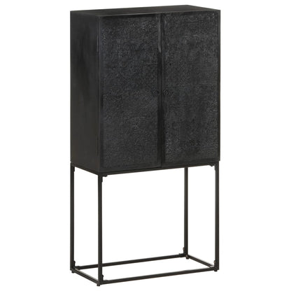 Příborník Černý 60 X 30 X 120 Cm Masivní Akácie A Mangovník Antracitová A Bílá