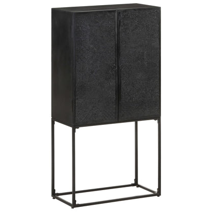 Příborník Černý 60 X 30 X 120 Cm Masivní Akácie A Mangovník Antracitová A Bílá
