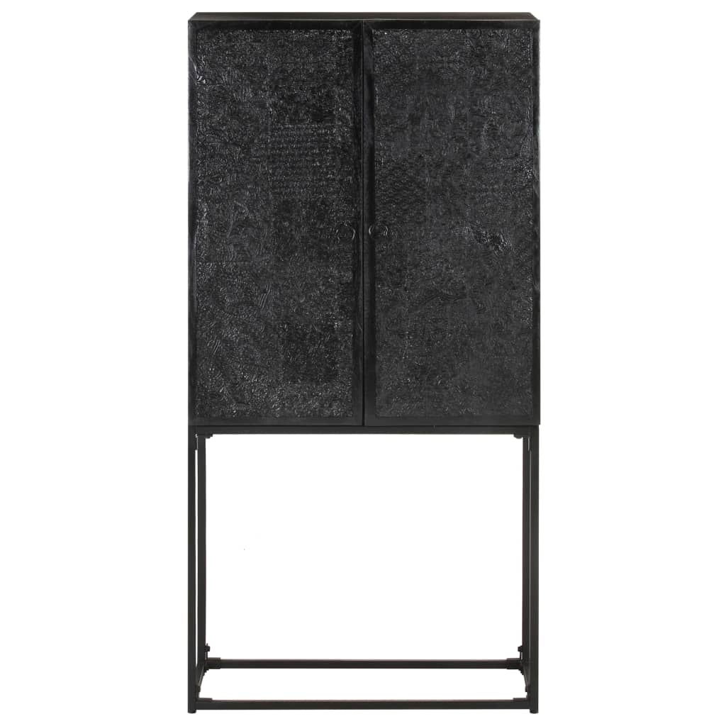 Příborník Černý 60 X 30 X 120 Cm Masivní Akácie A Mangovník Antracitová A Bílá