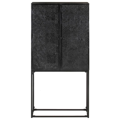 Příborník Černý 60 X 30 X 120 Cm Masivní Akácie A Mangovník Antracitová A Bílá
