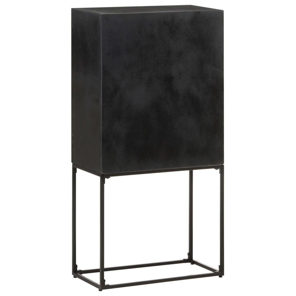 Příborník Černý 60 X 30 X 120 Cm Masivní Akácie A Mangovník Antracitová A Bílá