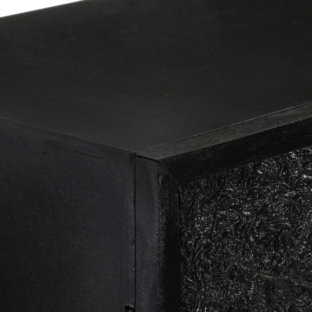 Příborník Černý 60 X 30 X 120 Cm Masivní Akácie A Mangovník Antracitová A Bílá