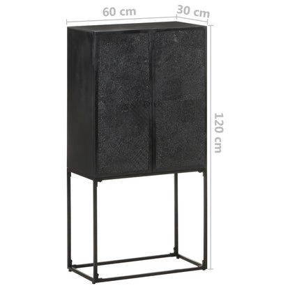 Příborník Černý 60 X 30 X 120 Cm Masivní Akácie A Mangovník Antracitová A Bílá