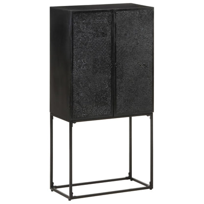 Příborník Černý 60 X 30 X 120 Cm Masivní Akácie A Mangovník Antracitová A Bílá