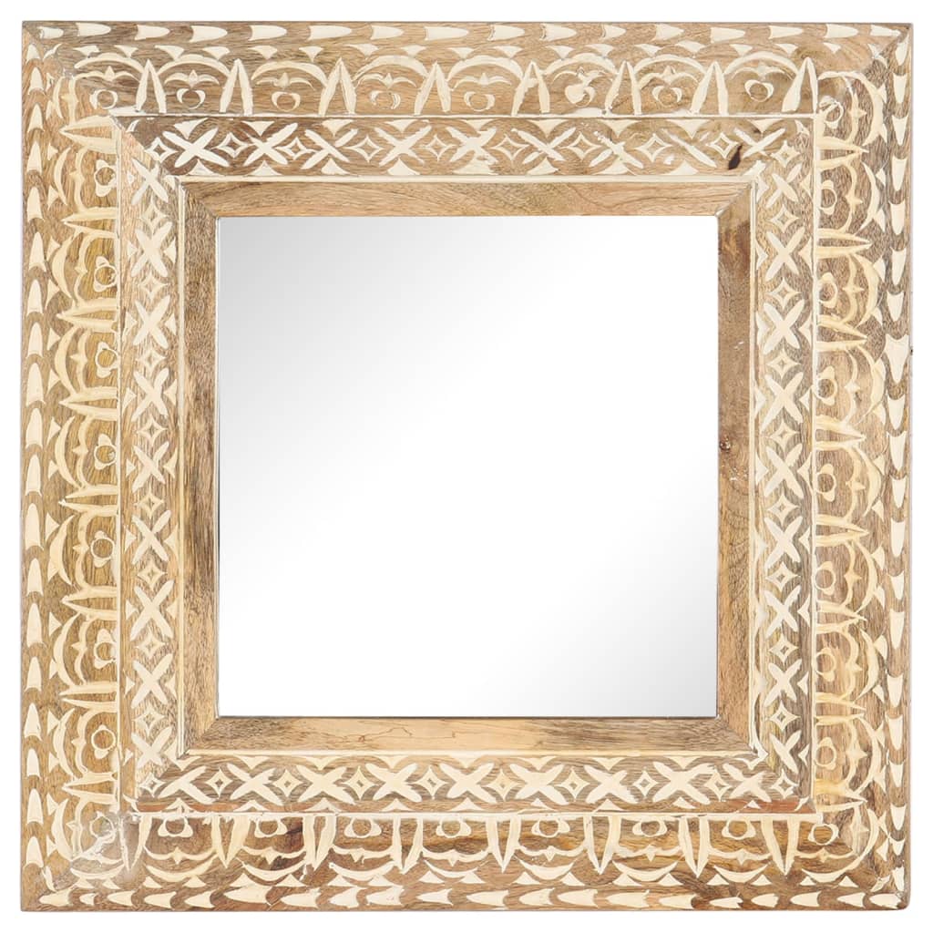 Ručně Vyřezávané Zrcadlo 50 X 50 X 2,6 Cm Masivní Mangovník
