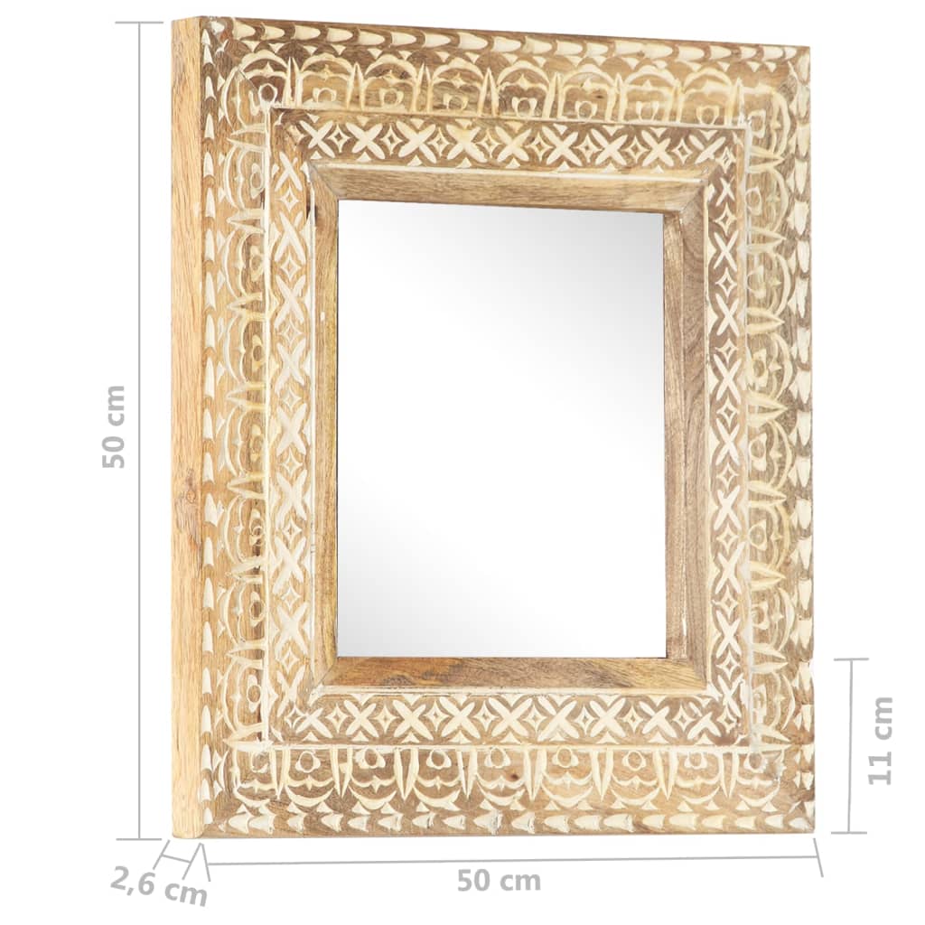 Ručně Vyřezávané Zrcadlo 50 X 50 X 2,6 Cm Masivní Mangovník