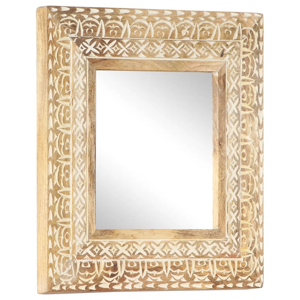 Ručně Vyřezávané Zrcadlo 50 X 50 X 2,6 Cm Masivní Mangovník