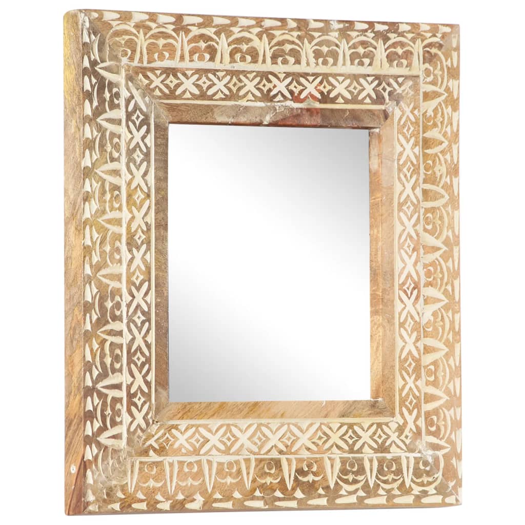 Ručně Vyřezávané Zrcadlo 50 X 50 X 2,6 Cm Masivní Mangovník
