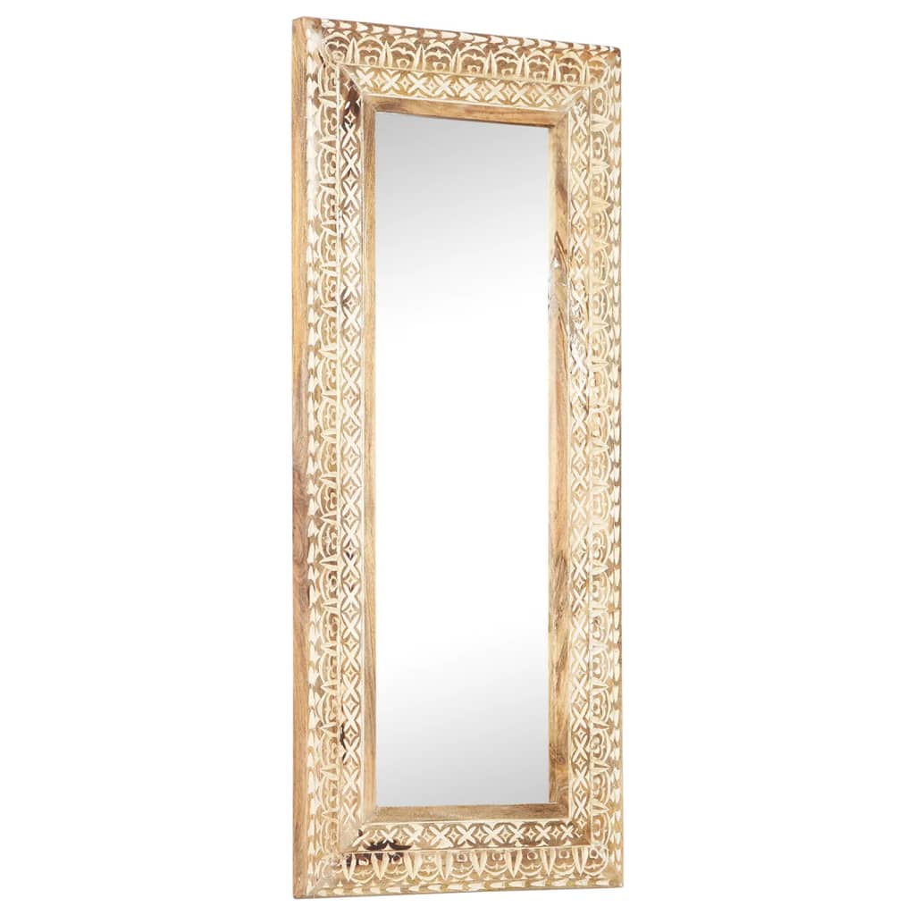 Ručně Vyřezávané Zrcadlo 50 X 50 X 2,6 Cm Masivní Mangovník