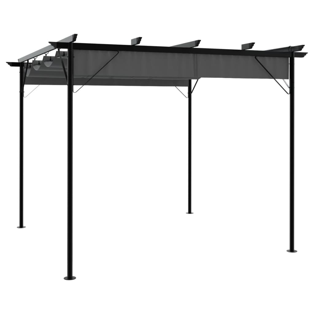 Pergola Se Zatahovací Střechou 3X3 M Ocel 180 G/M²