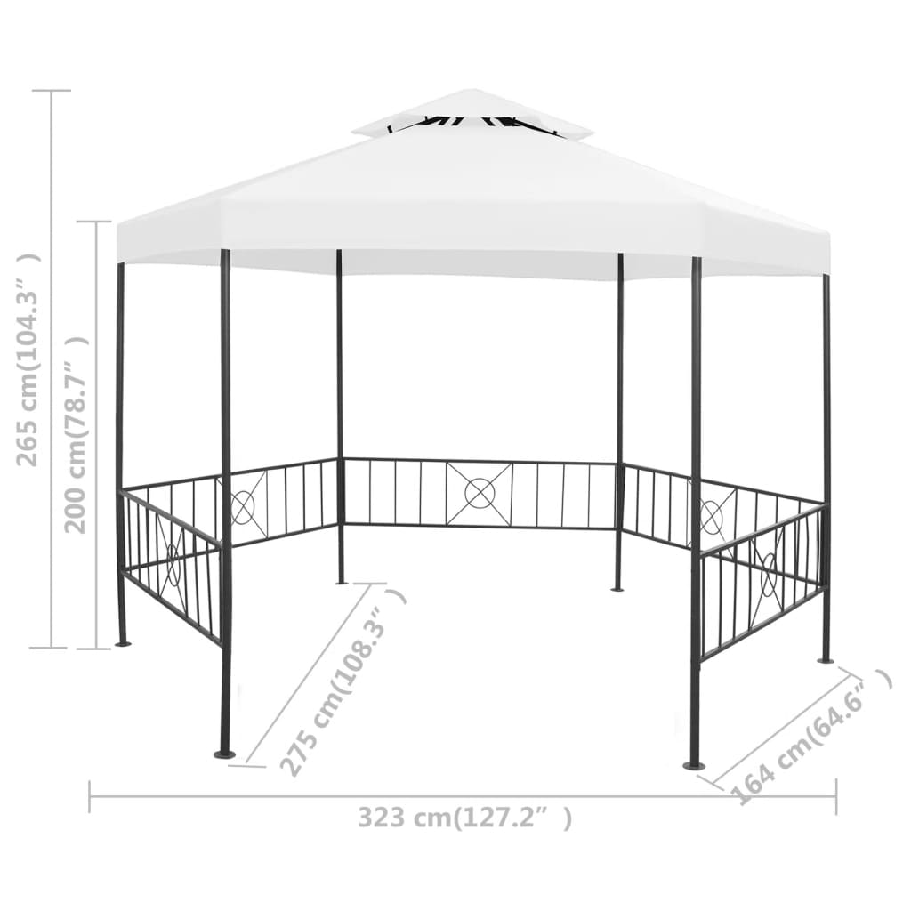 Zahradní Altán 323 X 275 X 265 Cm Bílý 180 G/M²