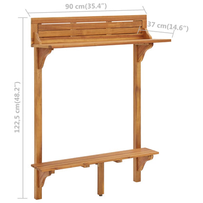 Barový Stolek Na Balkon 90 X 37 X 122,5 Cm Masivní Akácie