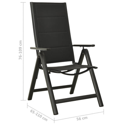 Skládací Zahradní Židle 2 Ks Textilen A Hliník Černé