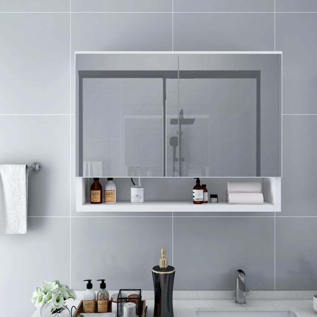 Led Koupelnová Zrcadlová Skříňka 80 X 15 X 60 Cm Mdf