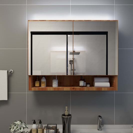 Led Koupelnová Zrcadlová Skříňka 80 X 15 X 60 Cm Mdf