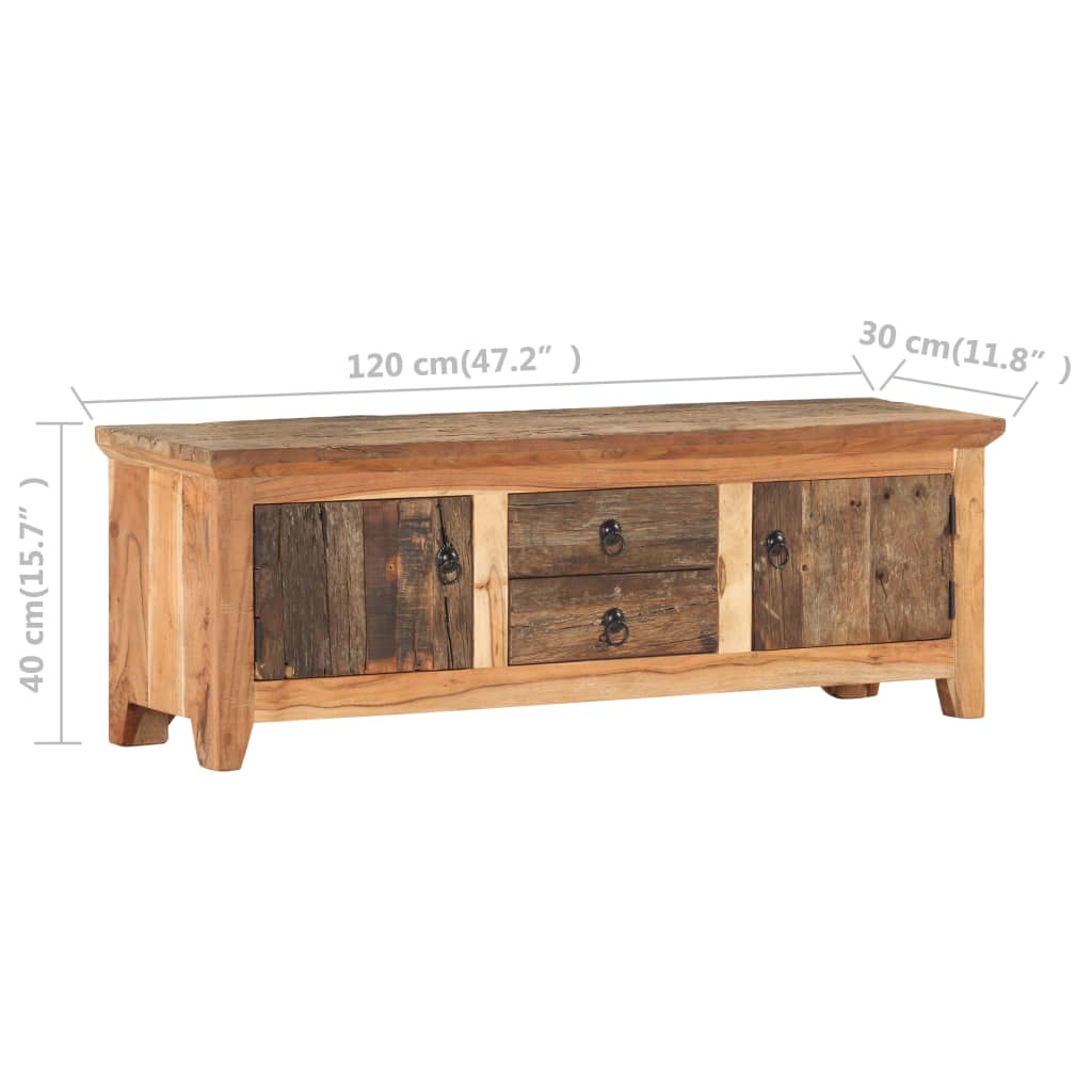 Tv Stolek 120 X 30 X 40 Cm Masivní Akácie A Recyklované Dřevo Černá