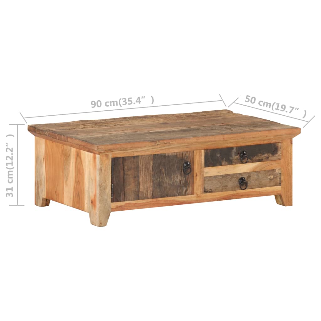 Konferenční Stolek 90 X 50 X 31 Cm Masivní Recyklované Dřevo