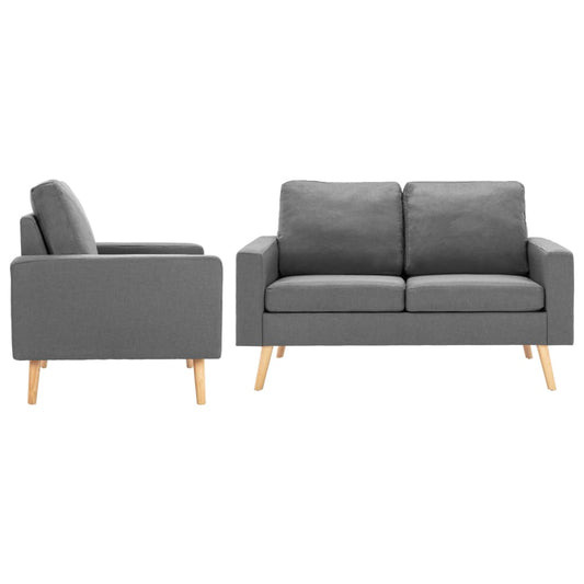 2Dílná Sedací Souprava Textil Světle Šedá