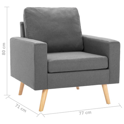 2Dílná Sedací Souprava Textil Světle Šedá
