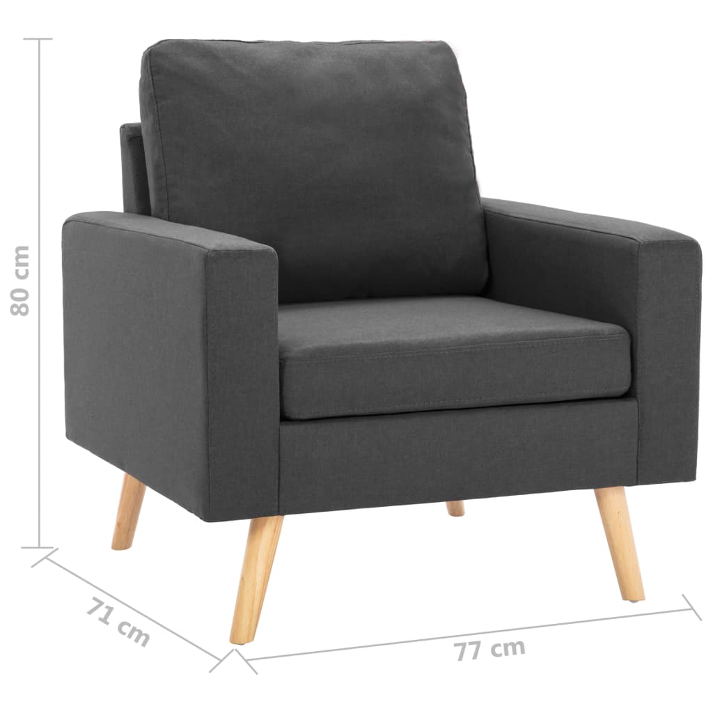 2Dílná Sedací Souprava Textil Tmavě Šedá